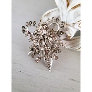 Vintage Clear Rhinestone Bow Brooch